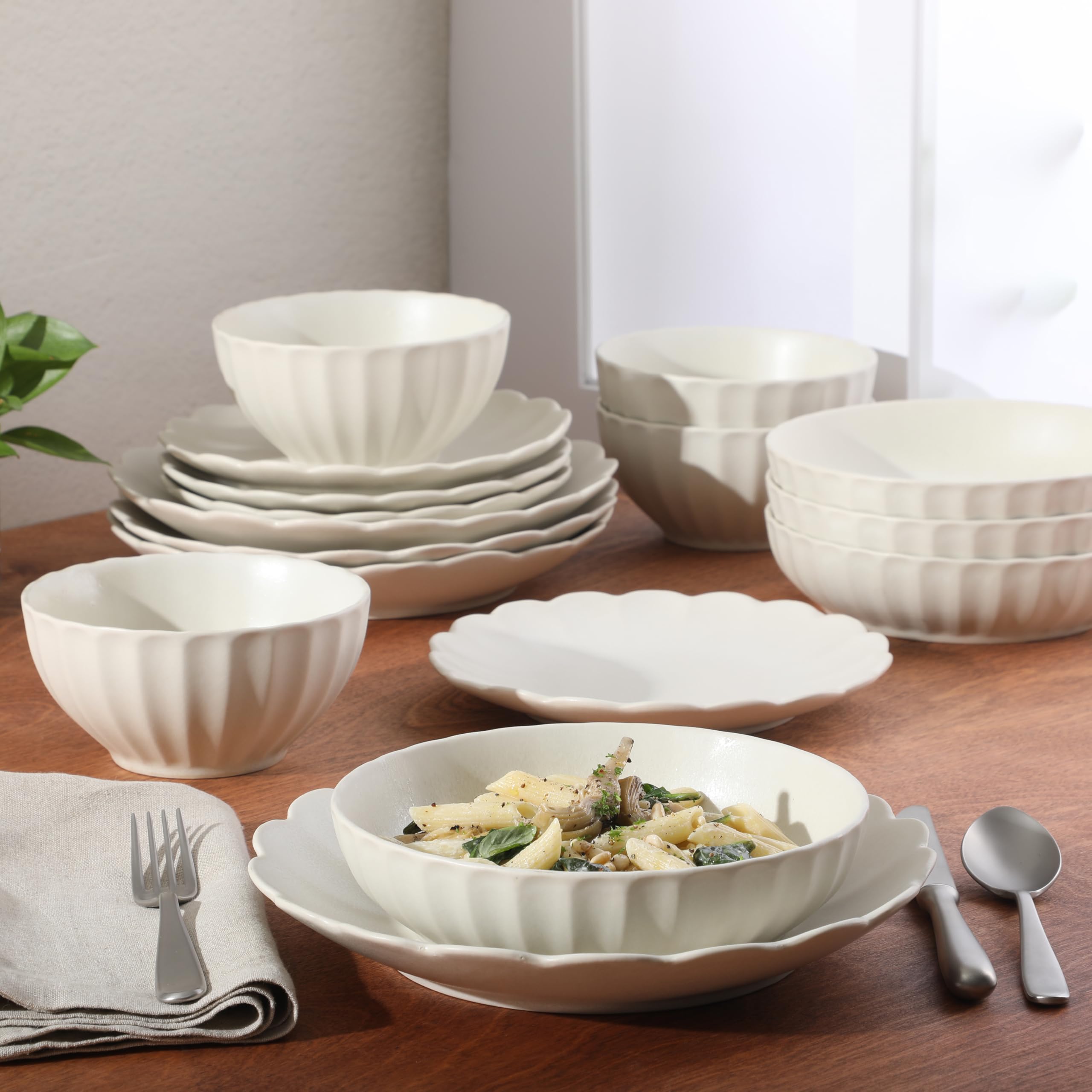 Amazon.com: Gibson Elite Malibu Shore 16 Piece Scallop Stoneware